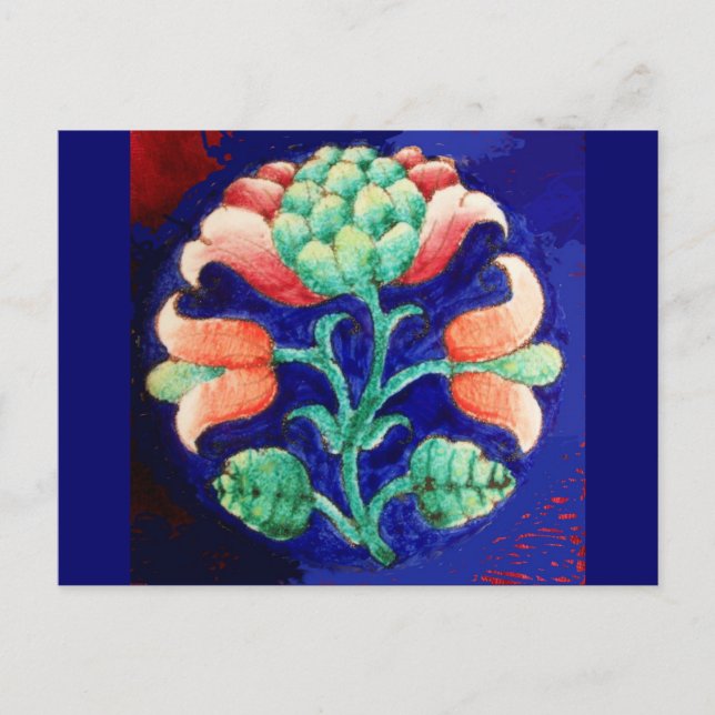 FLORAL , blue pink green Postcard (Front)