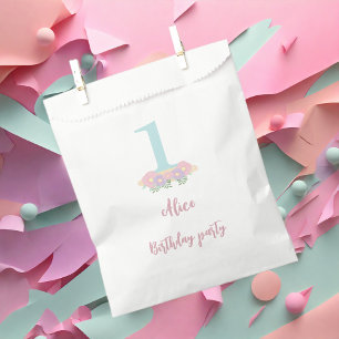 Floral blue, pink pastel 1st Birthday party Favour Bags