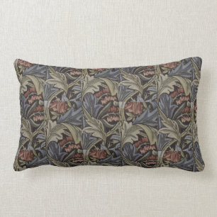 Floral Blue Pink Vintage William Morris Bluebell Lumbar Cushion