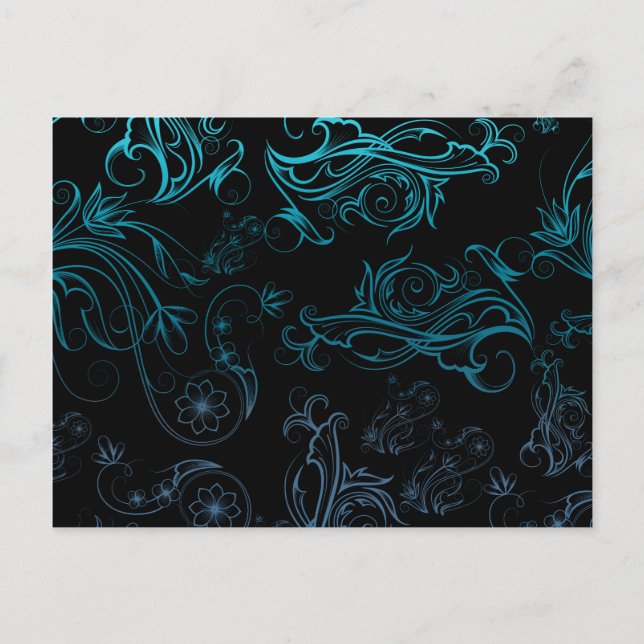 Floral Blue Postcard (Front)