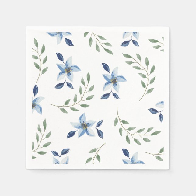 floral blue print pattern seamless   napkin (Front)