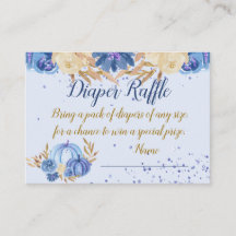 Floral Blue Pumpkin Baby Shower Diaper Raffle