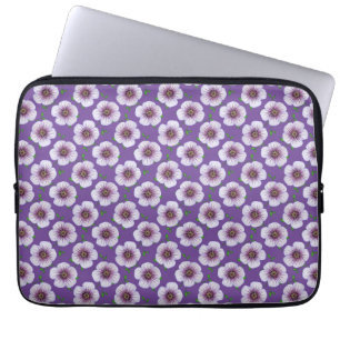 Floral Blue Purple Geranium on any Colour Laptop Sleeve