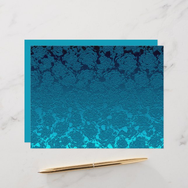 Floral Blue Succulent Print Pattern Metallic (Front/Back In Situ)