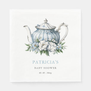 Floral Blue Tea Party Boy Baby Shower Napkin