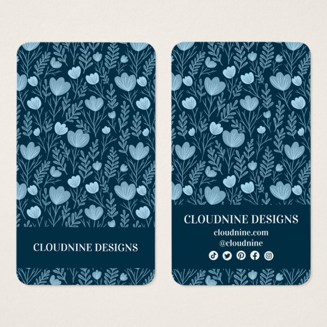 Floral Blue Teal Earring Jewellery Display Card (Front & Back)