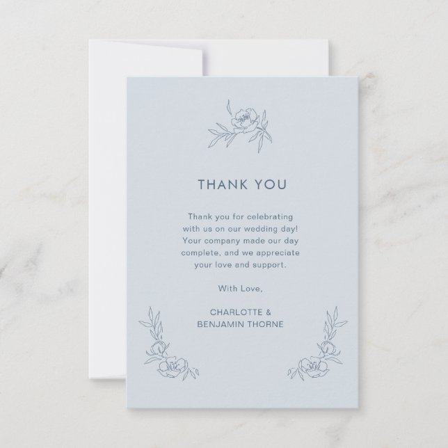 Floral Blue Thank You Card (Front)