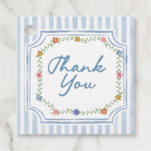 Floral Blue Thank You Favour Tags