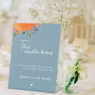 Floral Blue This Candle Burns In Loving Memory Pedestal Sign
