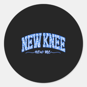 Floral Blue Toile New Knee New Me Knee Surgery Rec Classic Round Sticker