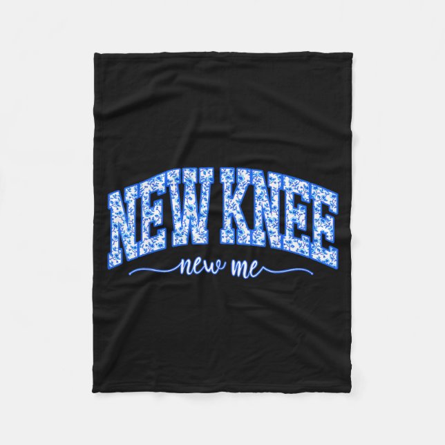 Floral Blue Toile New Knee New Me Knee Surgery Rec Fleece Blanket (Front)