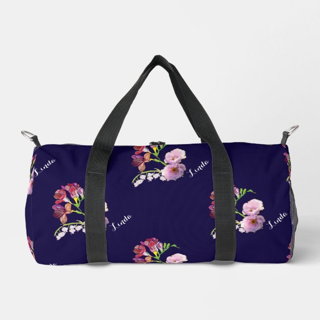 Floral Blue w /Name Print Cut Sew Bag (Front)