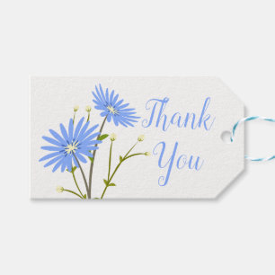 Floral Blue Watercolor Daisies Thank You Flowers Gift Tags