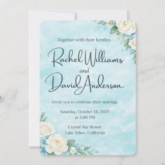 "Floral Blue Watercolor Wedding Card" Invitation