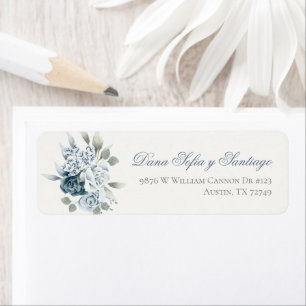 Floral Blue Wedding Spanish invitation