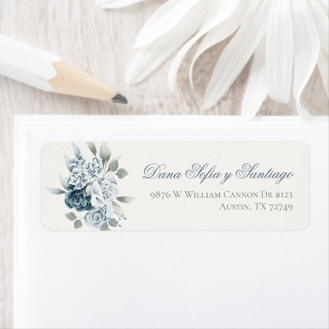 Floral Blue Wedding Spanish invitation (Insitu)