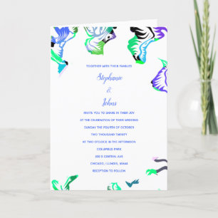Floral Blue White Boho Summer Spring Wedding Invitation
