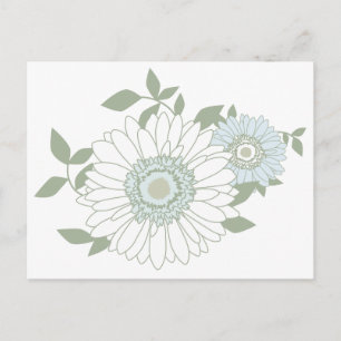 Floral Blue White Daisy Flowers Hello Love Daisies Postcard