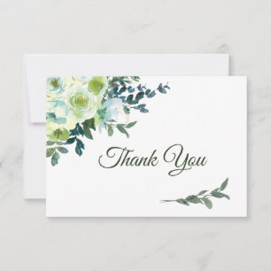 Floral Blue White Gold Turquoise Christian Wedding Thank You Card
