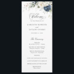 Floral Blue White Greenery Gold Wedding Program Programme<br><div class="desc">Floral Navy Blue White Greenery Gold Wedding Program. Floral Blue Gold Leaf Wedding Order of Service</div>