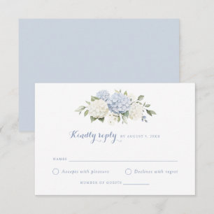 Floral Blue White Hydrangea Wedding RSVP Invitation