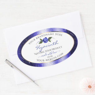 Floral Blue White Product Labels Glittered Stars