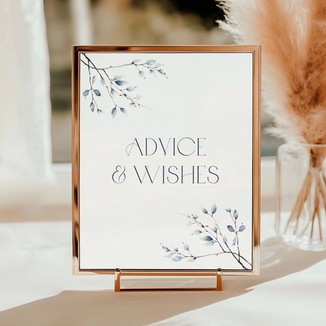 Floral Blue Winter Botanical Advice and Wishes Poster (Creator Uploaded)