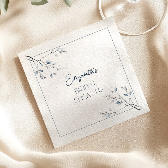 Floral Blue Winter Botanical Bridal Shower Napkin (Creator Uploaded)