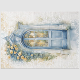 Floral Blue & Yellow Decoupage Tissue Paper