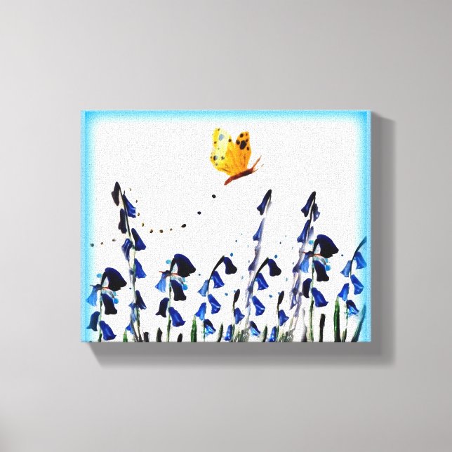Floral Bluebells Yellow Butterfly Canvas Print (Front)