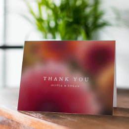 Floral Blur Modern Elegant Summer Autumn Wedding Thank You Card