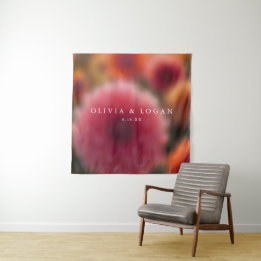 Floral Blur Modern Elegant Summer Wedding Backdrop Tapestry