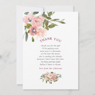 Floral Blush and Burgundy Baby Shower Thank You