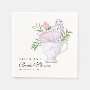 Floral Blush and Gold Bridal Shower Tea Party Napkin