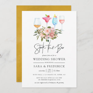 Floral Blush and Gold Stock the Bar Invitation