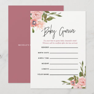 Floral Blush and Rose Gold Baby Predictions Game Invitation