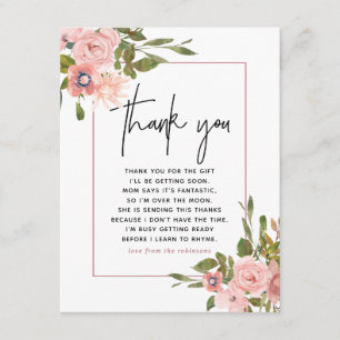 Floral Blush and Rose Gold Baby Shower Thank You