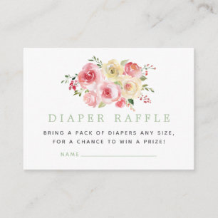 Floral Blush and Sage Baby Shower Diaper Raffle Enclosure Card