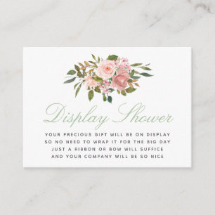 Floral Blush and Sage Baby Shower Display Shower Enclosure Card