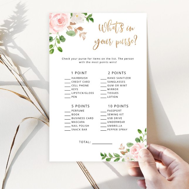 Floral blush baby shower what's in your purse game (Creator Uploaded)
