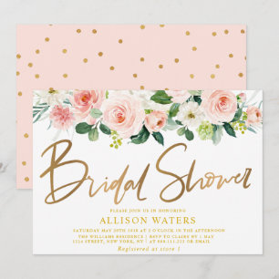 floral blush bridal shower invitation