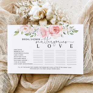 Floral blush bridal shower scattergories game