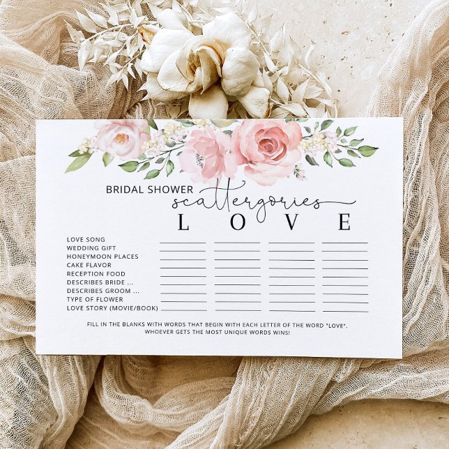 Floral blush bridal shower scattergories game (Creator Uploaded)