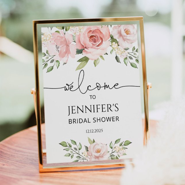 Floral blush bridal shower welcome poster (Creator Uploaded)