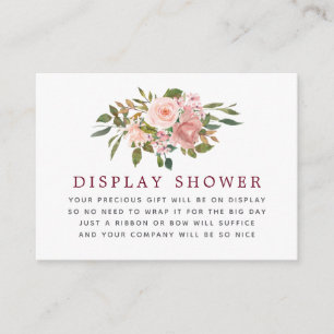 Floral Blush & Burgundy Baby Shower Display Shower Enclosure Card