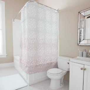 Floral Blush Grey Shower Curtain