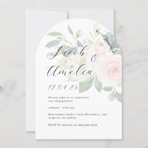 Floral Blush Modern Arch Engagement Party   Invitation