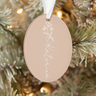 Floral Blush Personalised Name Christmas Ornament