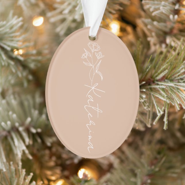 Floral Blush Personalised Name Christmas Ornament (Tree)