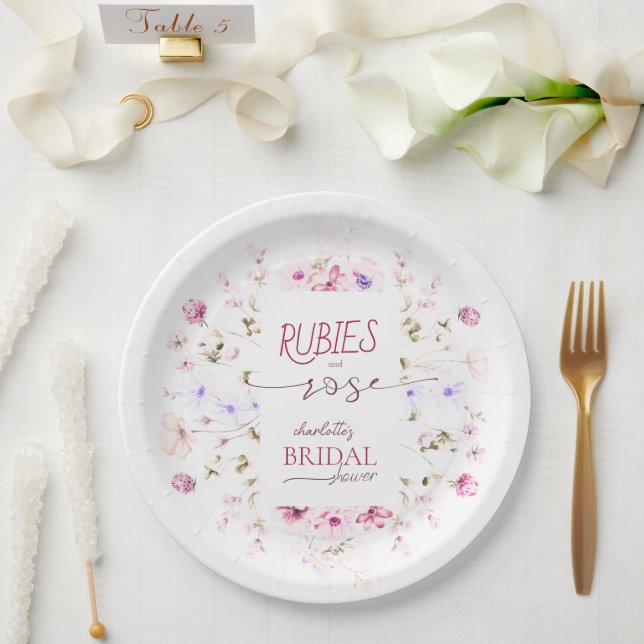 Floral Blush Pink Bridal Shower Paper Plate  (Wedding)